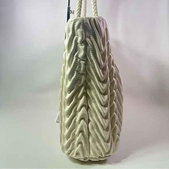 NEW SAM EDLEMAN ARI QUILTED LARGE VEGAN LEATHER TOTE SHOULDER BAG IVORY NWT!! - Picture 9 of 10